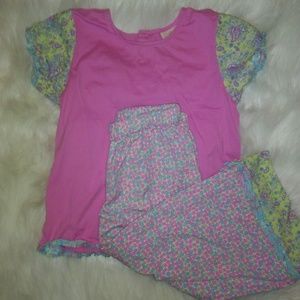 Hanna Andersson Ruffled Shirt & Cropped Pants Set